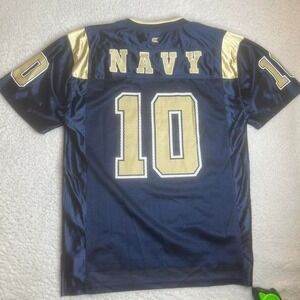 Vintage navy men's blue gold annapolis football jersey #10 90s coloseum L